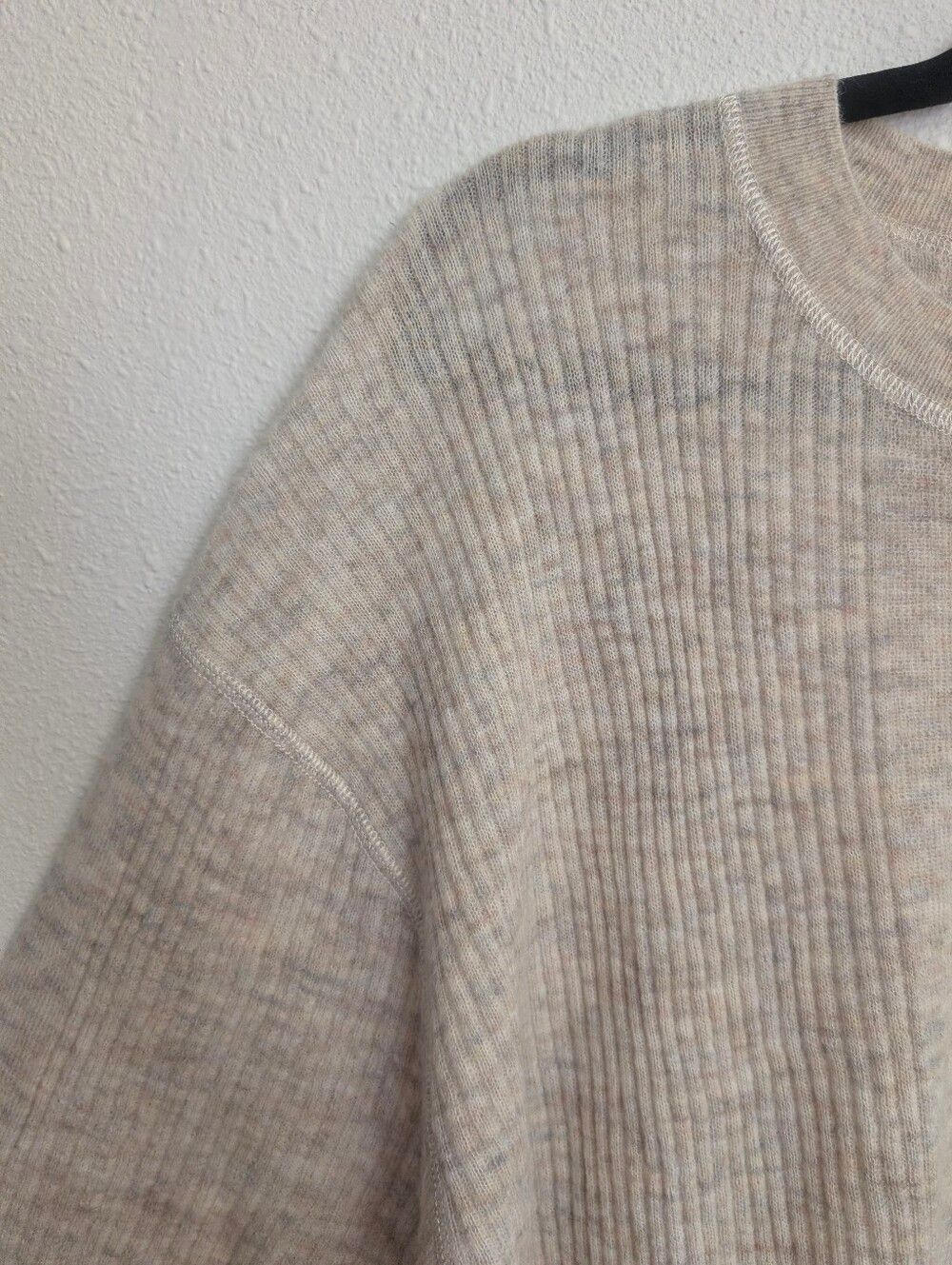 Madewell Ribbed Alpaca-Blend Crewneck Sweater Heather Stone Size XL NEW - Picture 4 of 7
